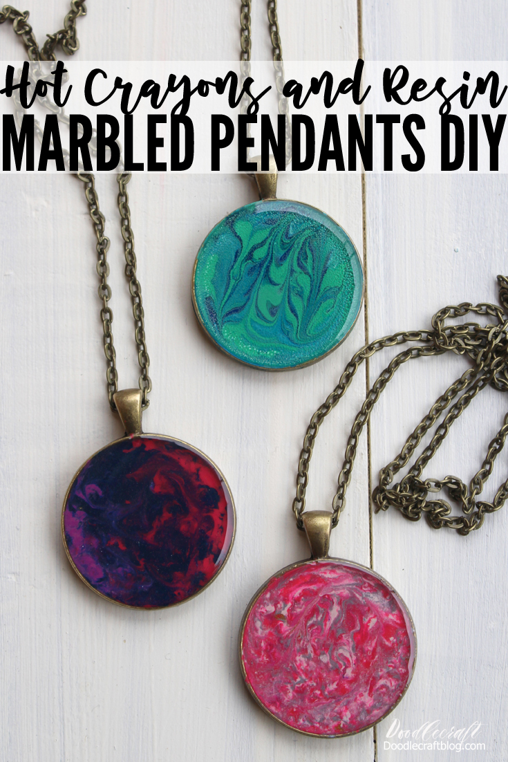 melted crayon marbling marbled pendants necklaces