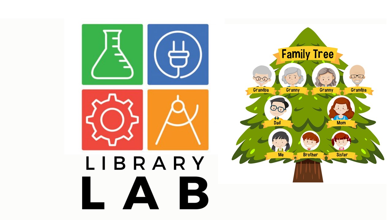 Jennings County Public Library Lab logo and family tree