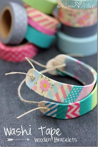 Washi Tape Wooden Bracelets