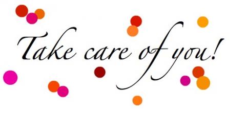 Take care of you with red and orange dots