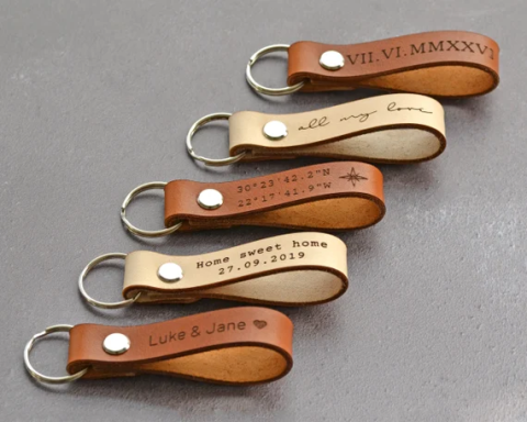 Glowforge Leather Tag Keychains